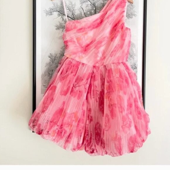 NWT Anthropologie Hutch One Shoulder Floral Tulle Pink Puffer Watercolor Romper - Picture 12 of 13